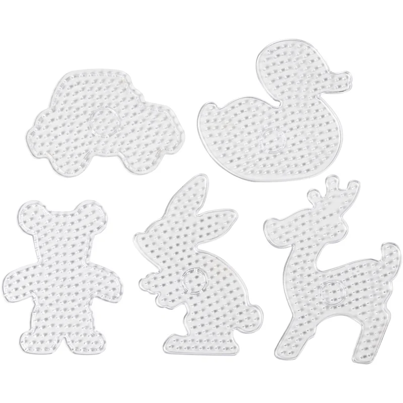 Steckplatte, Teddybär, Auto, Hirsch, Ente und Häschen, Größe 16x19,5-19x24 cm, JUMBO, Transparent, 5 Stk/ 1 Pck [HOB-75323]