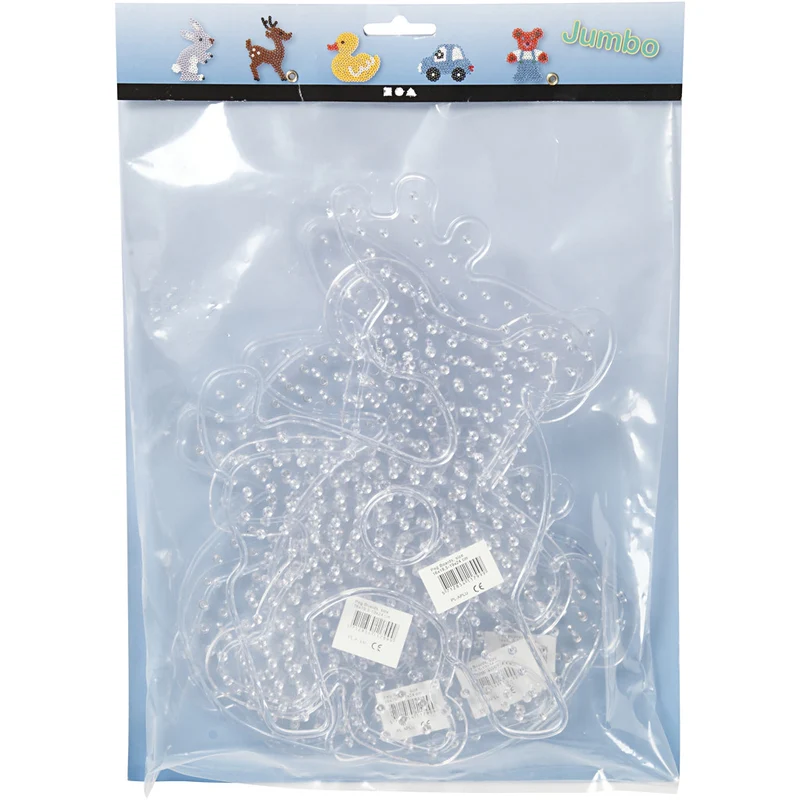 Steckplatte, Teddybär, Auto, Hirsch, Ente und Häschen, Größe 16x19,5-19x24 cm, JUMBO, Transparent, 5 Stk/ 1 Pck [HOB-75323]