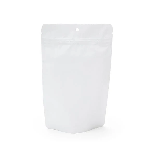Standbodenbeutel Mattweiß 13x8x20.5cm | 110 Gramm mit Aufhängeloch (100 Stück) [ZBGM3MWH]