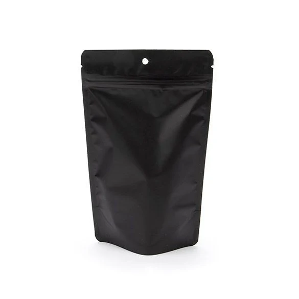 Standbodenbeutel Mattschwarz 13x8x20.5cm | 110 Gramm mit Aufhängeloch (100 Stück) [ZBGM3MBH]