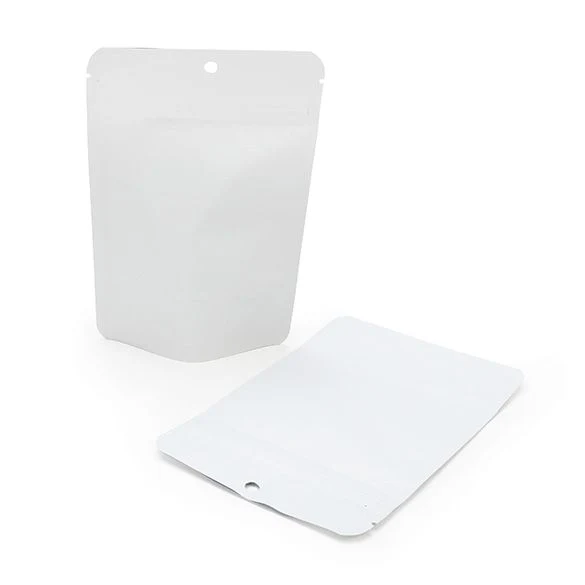 Standbodenbeutel Mattweiß 10.2x6x15.2cm | 57 Gramm mit Aufhängeloch (100 Stück) [ZBGM2MWH]