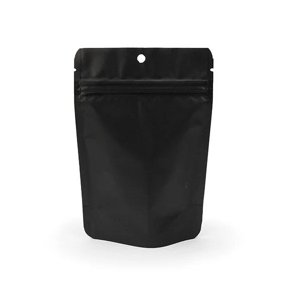 Standbodenbeutel Mattschwarz 10.2x6x15.2cm | 57 Gramm mit Aufhängeloch (100 Stück) [ZBGM2MBH]