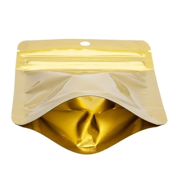 Standbodenbeutel Gold 8x5x13cm | 28 Gramm mit Aufhängeloch (100 Stück) [ZBGM1GH]