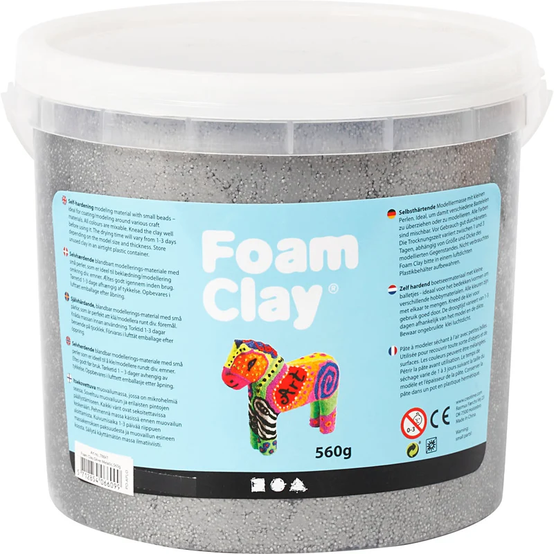 Foam Clay® , Metallic, Silber, 560 g/ 1 Eimer [HOB-78847]