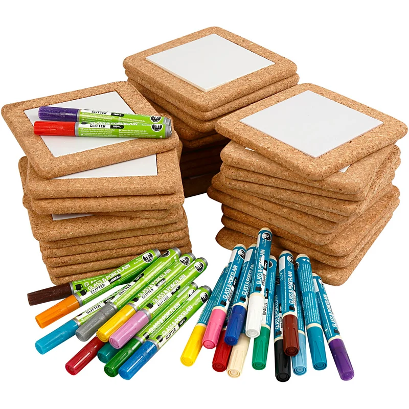 Gruppen-Kreativset Untersetzer, Größe 15,5x15,5 cm, Sortierte Farben, 1 Set [HOB-99463]
