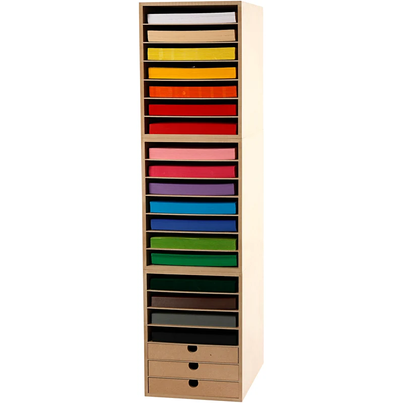 Papierregal mit Bastelkarton, H 100 cm, A4, Blatt 210x297 mm, 180 g, Sortierte Farben, 1 Set [HOB-99435]