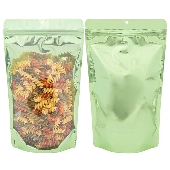 Standbodenbeutel Transparent/Grün 17.1x8.9x28.6cm | 340 Gramm (100 Stück) [ZBGB4GR]
