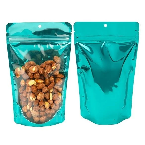 Standbodenbeutel Transparent/Türkis 13x7.9x20.6cm | 110 Gramm (100 Stück) [ZBGB3TL]