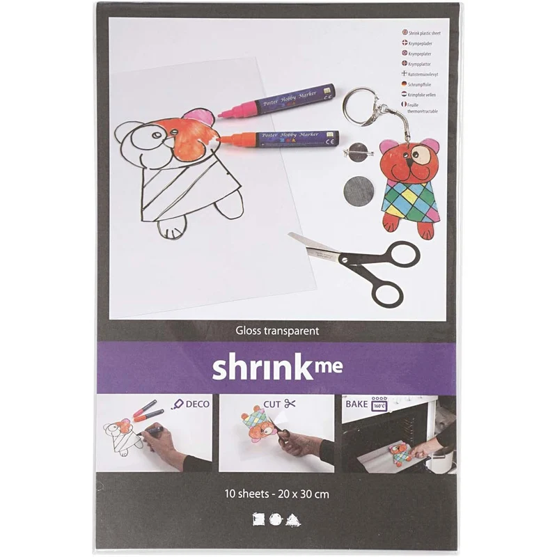 Schrumpffolie, Blatt 20x30 cm, Dicke 0,3 mm, Glänzend transparent, 10 Bl./ 1 Pck [HOB-79095]