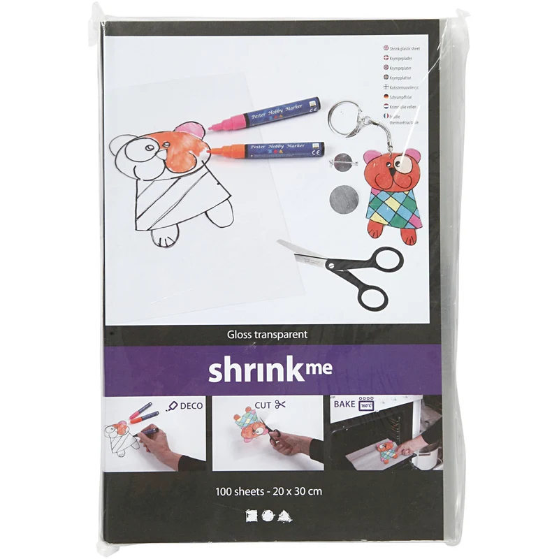 Schrumpffolie, Blatt 20x30 cm, Dicke 0,3 mm, Glänzend transparent, 100 Bl./ 1 Pck [HOB-79087]