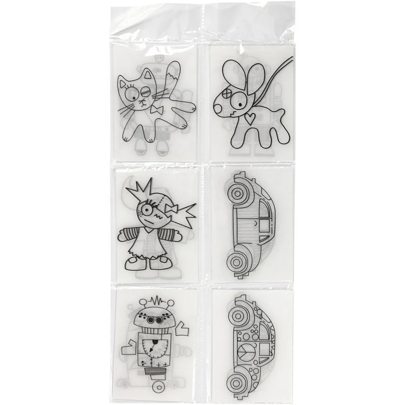 Plastikschrumpfplatten mit Motiven, Blatt 10,5x14,5 cm, Dicke 0,3 mm, Matt transparent, 36 Bl./ 1 Pck [HOB-79077]