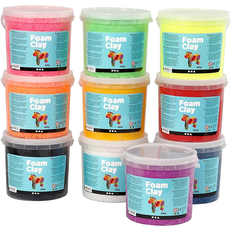 Foam Clay® , Sortierte Farben, 10x560 g/ 1 Pck [HOB-78830]
