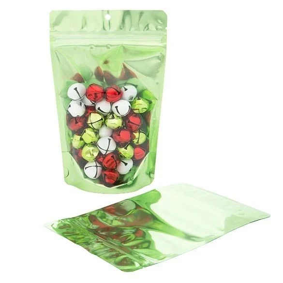 Standbodenbeutel Transparent/Grün 13x7.9x20.6cm | 110 Gramm (100 Stück) [ZBGB3GR]