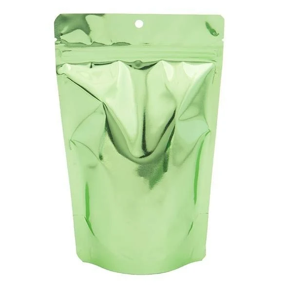 Standbodenbeutel Transparent/Grün 13x7.9x20.6cm | 110 Gramm (100 Stück) [ZBGB3GR]