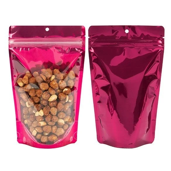 Standbodenbeutel Transparent/Rosa 13x7.9x20.6cm | 110 Gramm (100 Stück) [ZBGB3FS]