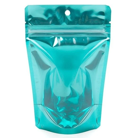 Standbodenbeutel Transparent/Türkis 10.2x6x15.2cm | 57 Gramm (100 Stück) [ZBGB2TL]