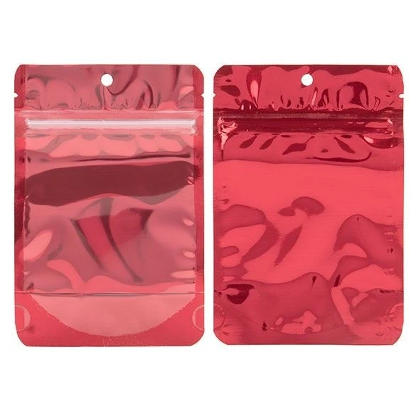 Standbodenbeutel Transparent/Rot 10.2x6x15.2cm | 57 Gramm (100 Stück) [ZBGB2RD]