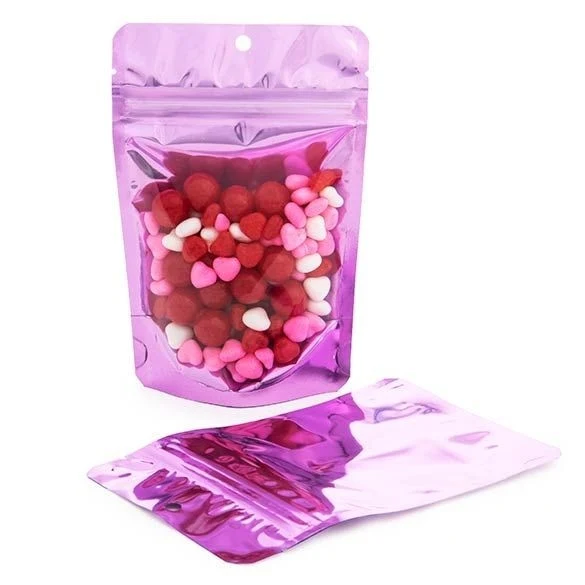 Standbodenbeutel Transparent/Pink 10.2x6x15.2cm | 57 Gramm (100 Stück) [ZBGB2PK]