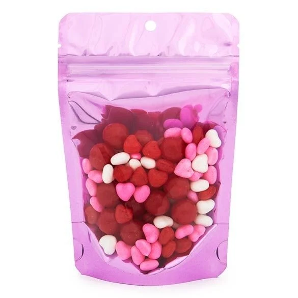 Standbodenbeutel Transparent/Pink 10.2x6x15.2cm | 57 Gramm (100 Stück) [ZBGB2PK]