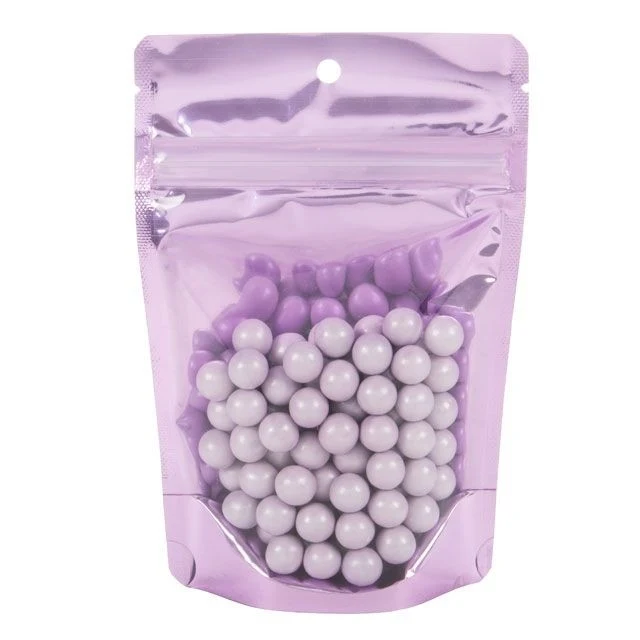 Standbodenbeutel Transparent/Lavendel 10.2x6x15.2cm | 57 Gramm (100 Stück) [ZBGB2LV]