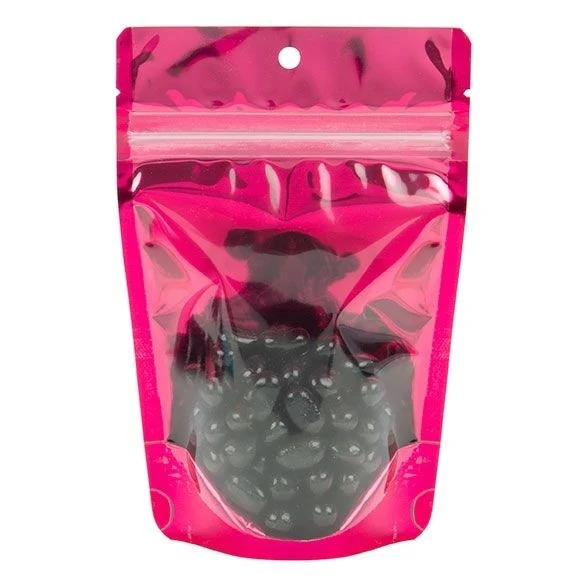 Standbodenbeutel Transparent/Rosa 10.2x6x15.2cm | 57 Gramm (100 Stück) [ZBGB2FS]