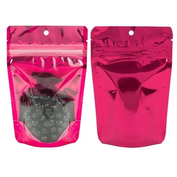 Standbodenbeutel Transparent/Rosa 10.2x6x15.2cm | 57 Gramm (100 Stück) [ZBGB2FS]