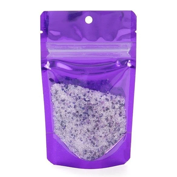Standbodenbeutel Transparent/Lila 7.9x5.1x13cm | 28 Gramm (100 Stück) [ZBGB1VL]