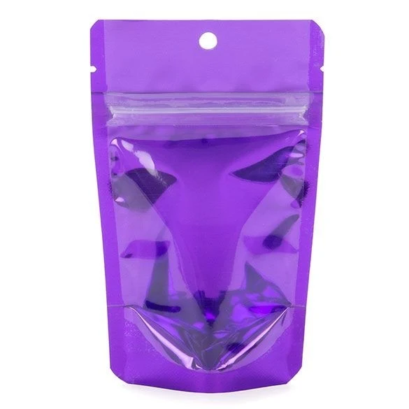 Standbodenbeutel Transparent/Lila 7.9x5.1x13cm | 28 Gramm (100 Stück) [ZBGB1VL]