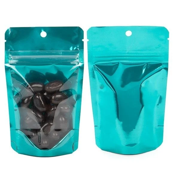 Standbodenbeutel Transparent/Türkis 7.9x5.1x13cm | 28 Gramm (100 Stück) [ZBGB1TL]
