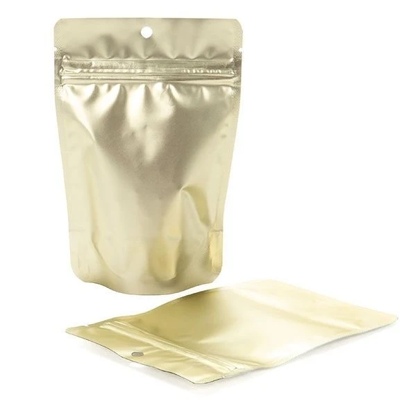 Standbodenbeutel Gold 13x7.9x20.6cm mit Aufhängeloch | 110 Gramm (100 Stück) [ZBGM3MG]
