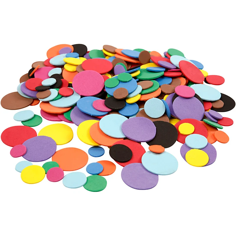 Moosgummikreise, D 12+20+32 mm, Sortierte Farben, 2120 sort./ 1 Pck [HOB-79061]