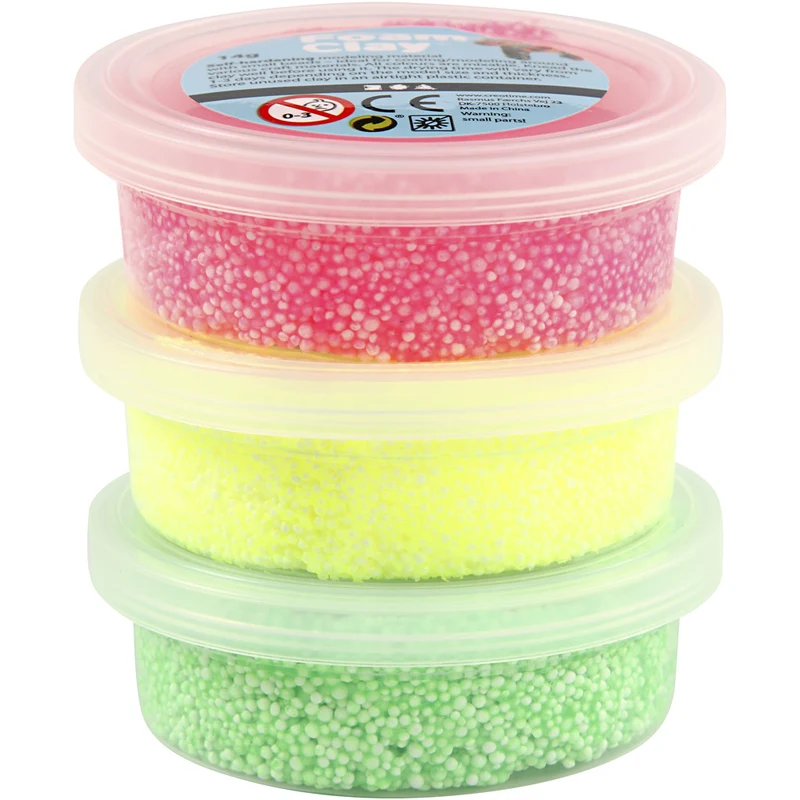 Foam Clay® , Hellgrün, Neonpink, Neongelb, 3x14 g/ 1 Pck [HOB-78141]