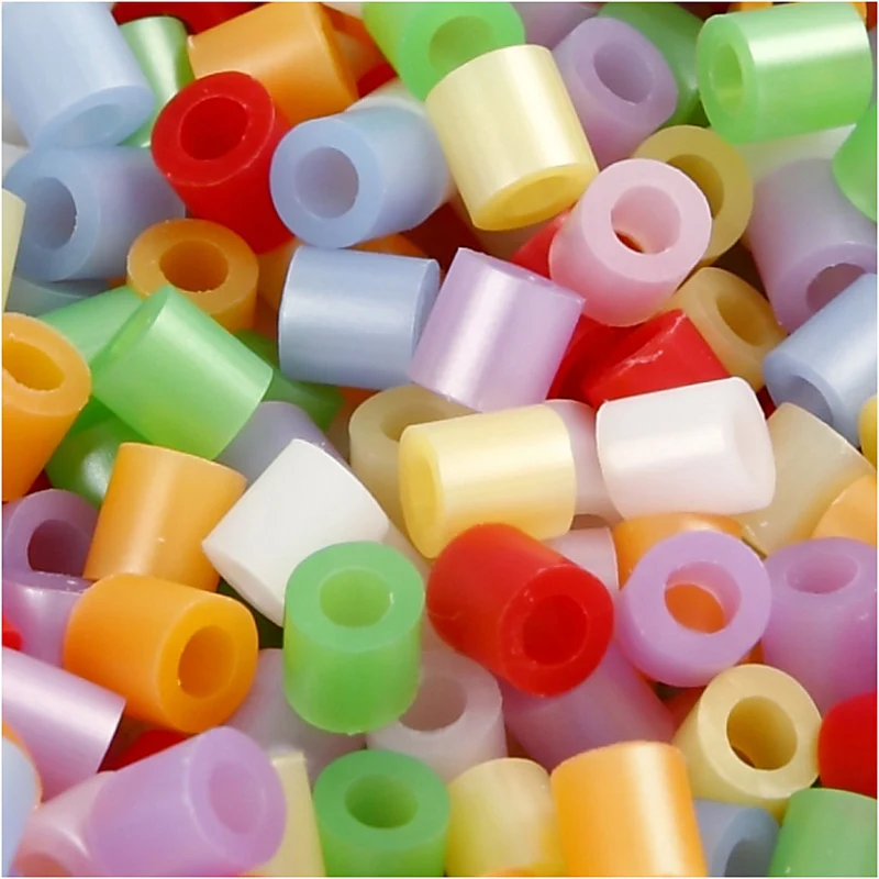 Bügelperlen, Größe 5x5 mm, Lochgröße 2,5 mm, medium, Perlmuttfarben, 6000 sort./ 1 Pck [HOB-752621]