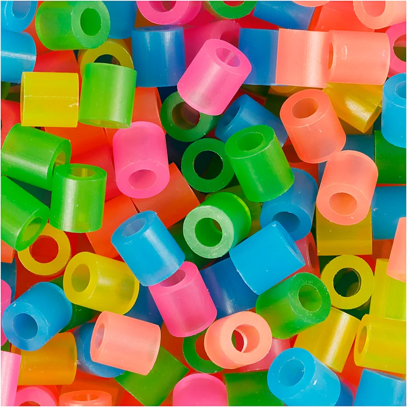 Bügelperlen, Größe 5x5 mm, Lochgröße 2,5 mm, medium, Neonfarben, 20000 sort./ 1 Eimer [HOB-75250]