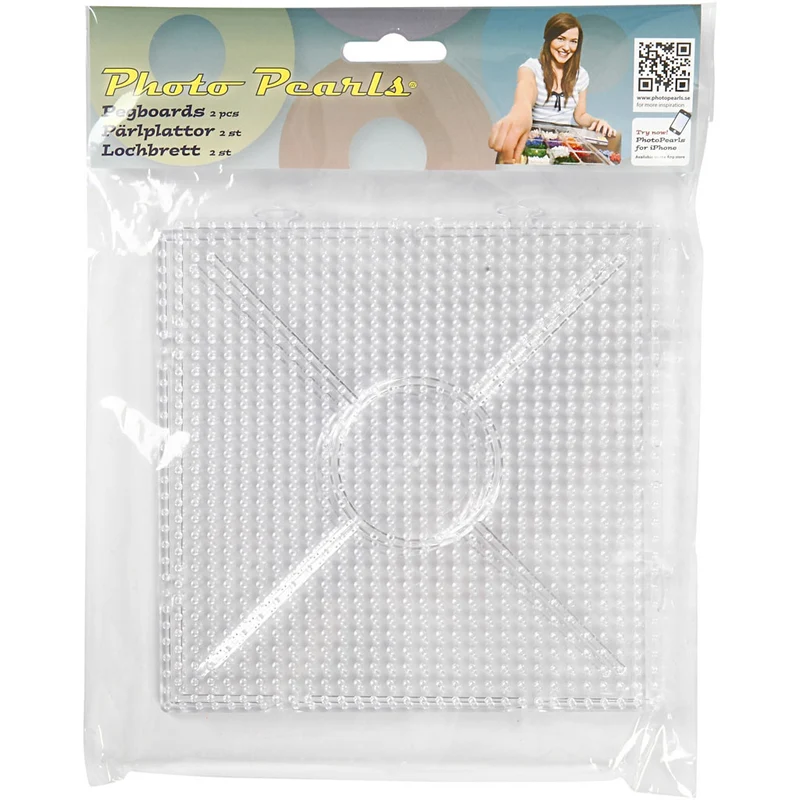 Photo Pearls Steckplatte, Großes Quadrat, Größe 15x15 cm, medium, Transparent, 2 Stk/ 1 Pck [HOB-75532]