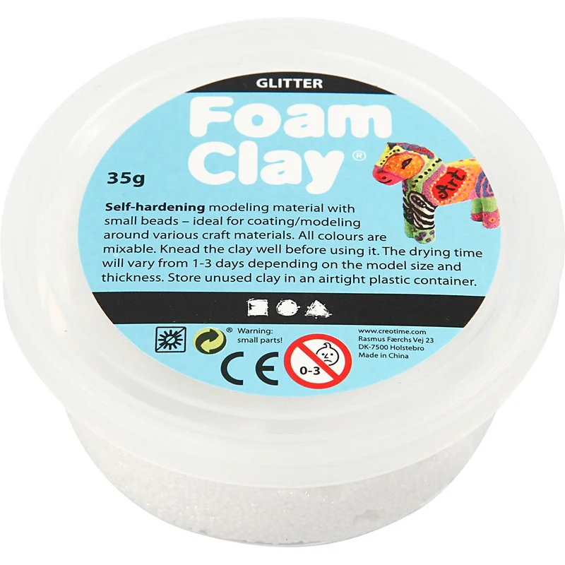 Foam Clay® , Glitter, Weiß, 35 g/ 1 Dose [HOB-78813]