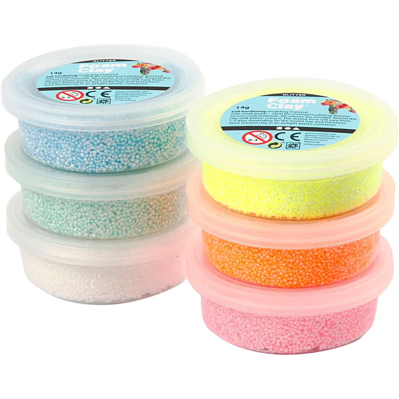 Foam Clay® , Glitter, Pastellfarben, 6x14 g/ 1 Pck [HOB-78812]