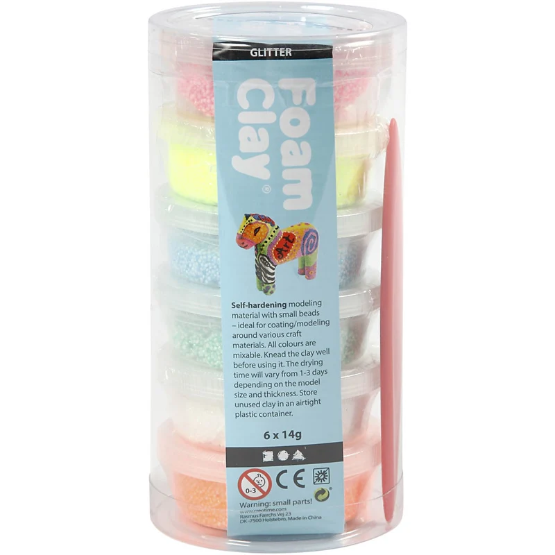 Foam Clay® , Glitter, Pastellfarben, 6x14 g/ 1 Pck [HOB-78812]