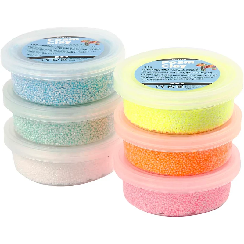 Foam Clay® , Glitter, Pastellfarben, 6x14 g/ 1 Pck [HOB-78812]