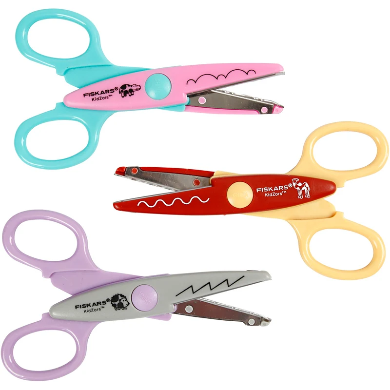 Fiskars Kidzors Konturenscheren - Sortiment, Flußpferd, Kamel, Igel, 3 Stk/ 1 Pck [HOB-8233]