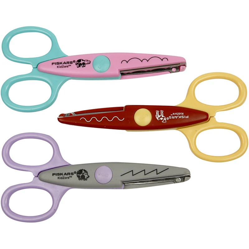 Fiskars Kidzors Konturenscheren - Sortiment, Flußpferd, Kamel, Igel, 3 Stk/ 1 Pck [HOB-8233]