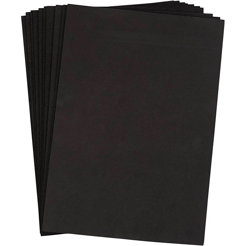 Moosgummi , A4, Blatt 210x297 mm, Dicke 2 mm, Schwarz, 10 Bl./ 1 Pck [HOB-79034]
