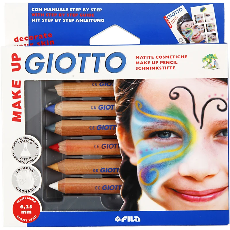 Schminkstifte, Sortiment, L 9 cm, Standard-Farben, 6 Stk/ 1 Pck [HOB-77200]