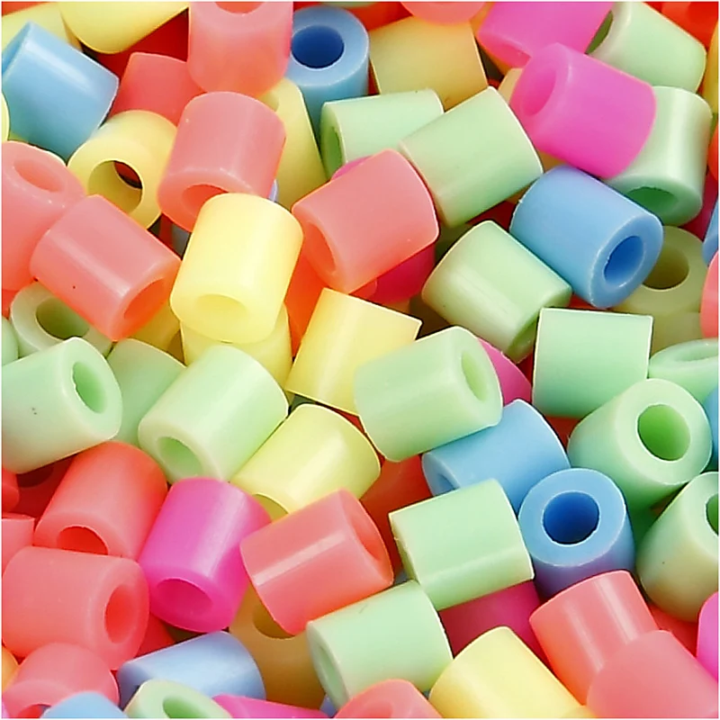 Bügelperlen, Größe 5x5 mm, Lochgröße 2,5 mm, medium, Pastellfarben, 1100 sort./ 1 Pck [HOB-75233]