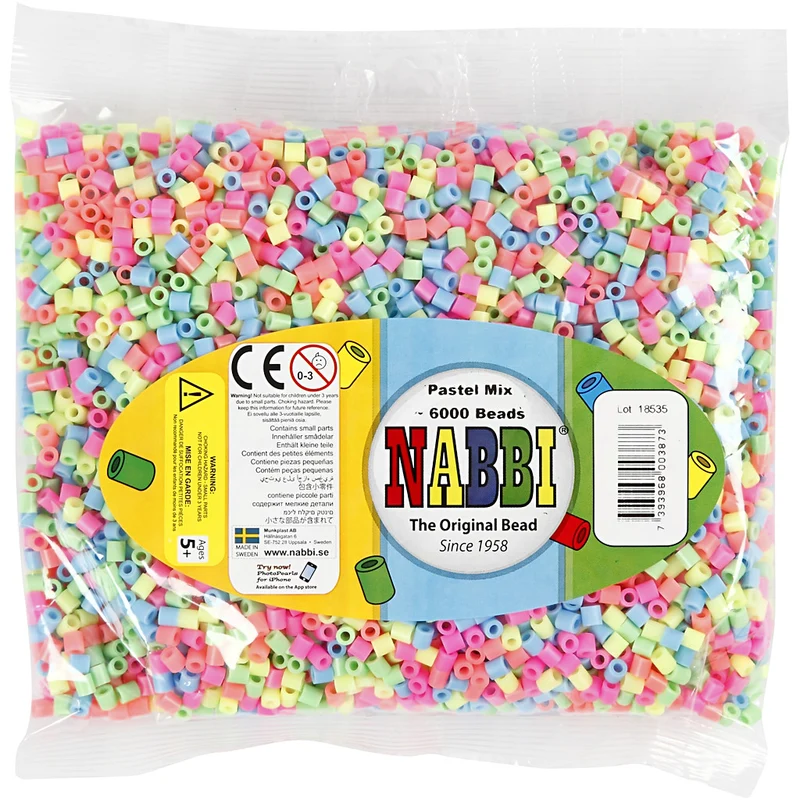 Bügelperlen, Größe 5x5 mm, Lochgröße 2,5 mm, medium, Pastellfarben, 6000 sort./ 1 Pck [HOB-752321]