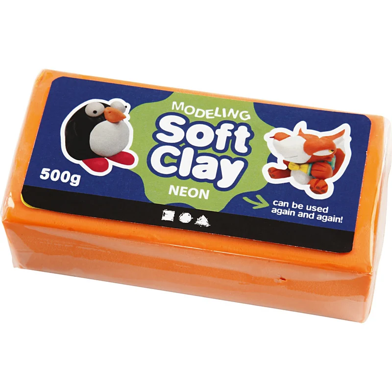 Knetmasse, Größe 13x6x4 cm, Neonorange, 500g/ 1 Pck [HOB-78689]