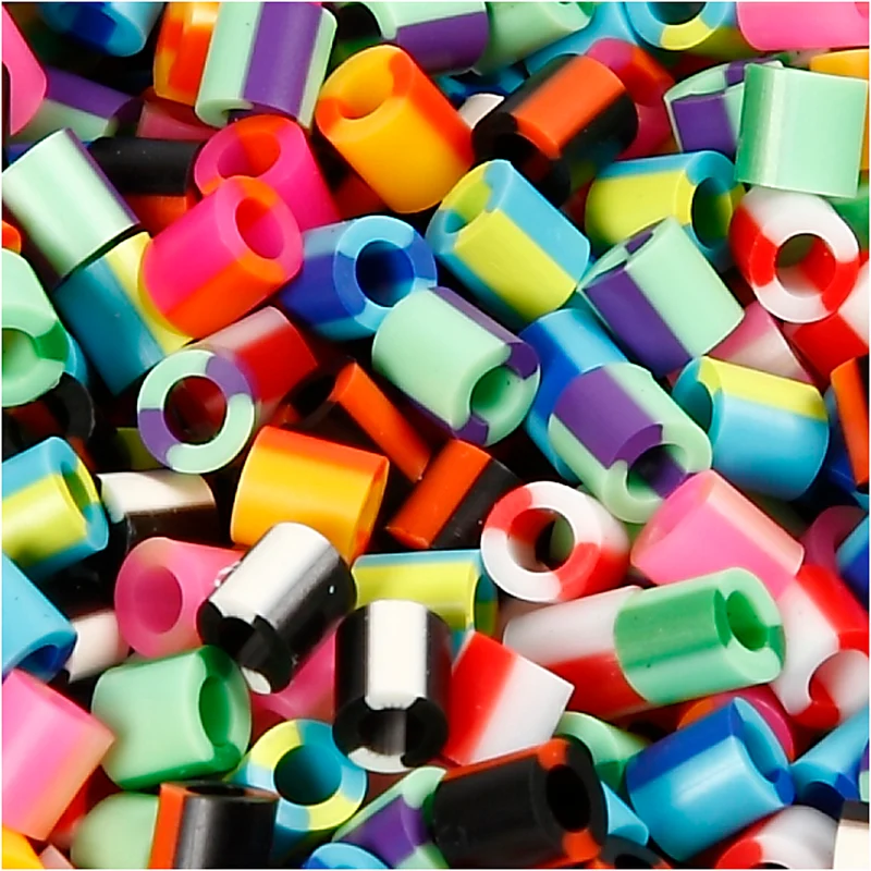 Bügelperlen, Größe 5x5 mm, Lochgröße 2,5 mm, medium, Gestreift, 1100 sort./ 1 Pck [HOB-752101]