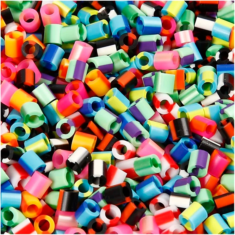 Bügelperlen, Größe 5x5 mm, Lochgröße 2,5 mm, medium, Gestreift, 10000sort./ 1 Pck [HOB-75210]