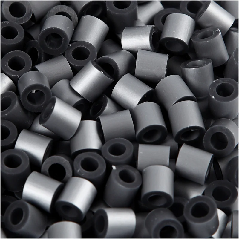 Bügelperlen, Größe 5x5 mm, Lochgröße 2,5 mm, medium, Silber (32262), 6000 Stk/ 1 Pck [HOB-751341]