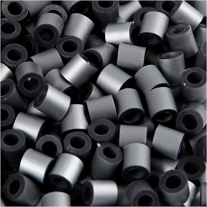 Bügelperlen, Größe 5x5 mm, Lochgröße 2,5 mm, medium, Silber (32262), 1100 Stk/ 1 Pck [HOB-751340]